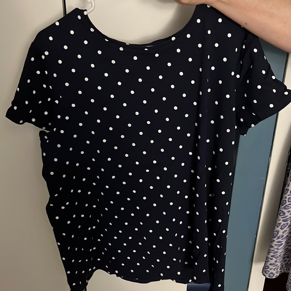 (Croft and Barrow) Dark Blue Polkadot Shirt (Size XXL)